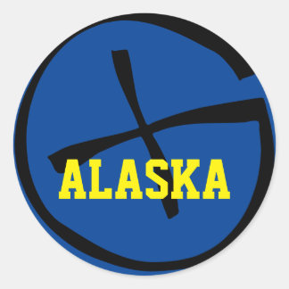 Sticker Rond Geocache Alaska jaune/bleu