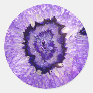 Sticker Rond Géode d'agate violet tombé