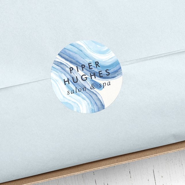 Sticker Rond Géode de vague bleue (Créateur téléchargé)