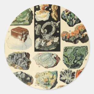 Sticker Rond Géologie des roches minérales vintages
