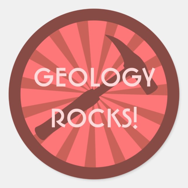 Sticker Rond géologie rocks! Insigne marteau (Devant)