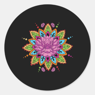 Sticker Rond Géométrie fractale de Pilates Fleur Fleurir Art de