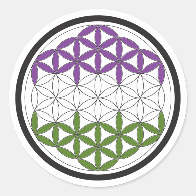 Sticker Rond géométrie sacrée genreQueer (Devant)
