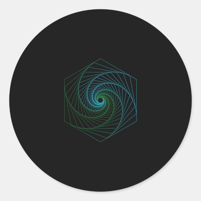Sticker Rond Géométrie sacrée - LigneArt bleu et vert (Devant)