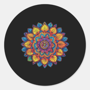 Sticker Rond Géométrie spirituelle du mandala arc-en-ciel