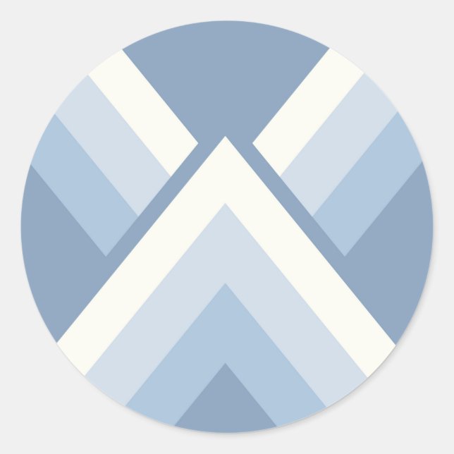 Sticker Rond géométrique Abstraite, bleu et blanc cassé 2 (Devant)
