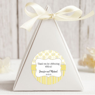 Sticker Rond Géométrique jaune et gris