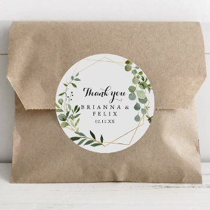 Sticker Rond Géométrique Or Tropical Merci mariage Faveur