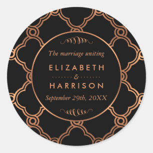 Sticker Rond Géométrique vintage Gatsby Mariage Merci