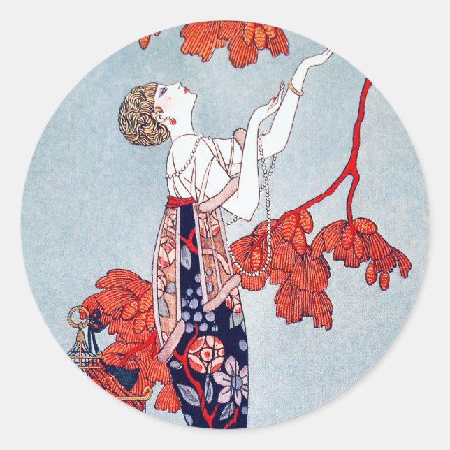 Sticker Rond George Barbier "L'Oiseau Volage" 1914 (Devant)