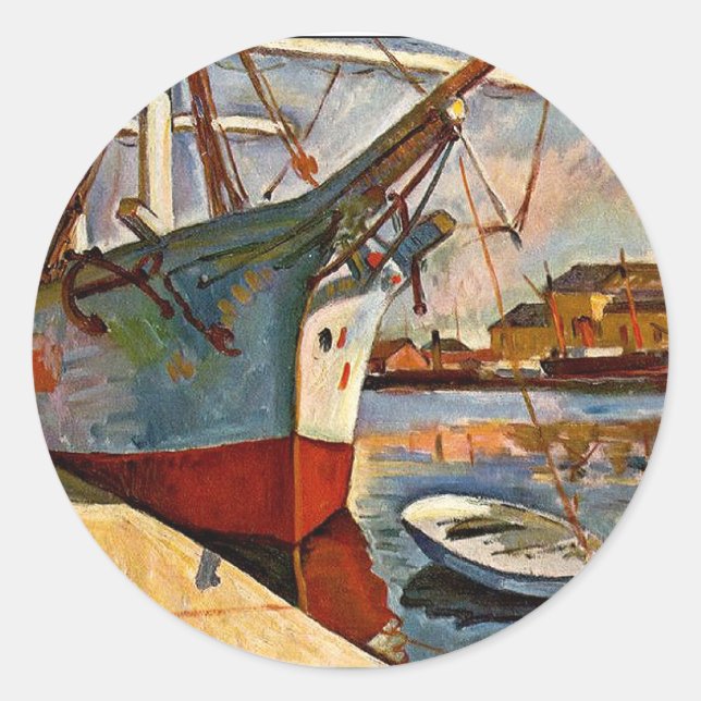 Sticker Rond George Braques, Navire au Havre, (Devant)