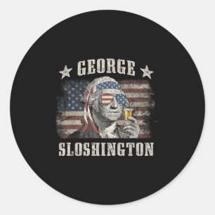 Sticker Rond George Sloshington 4 juillet Parti Washington Fu