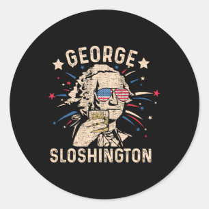 Sticker Rond George Sloshington Washington vintage 4 juillet