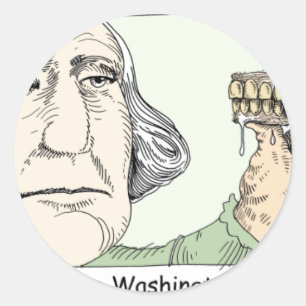 Sticker Rond George Washington Dents Drôle Drôle Cadeaux & Obje