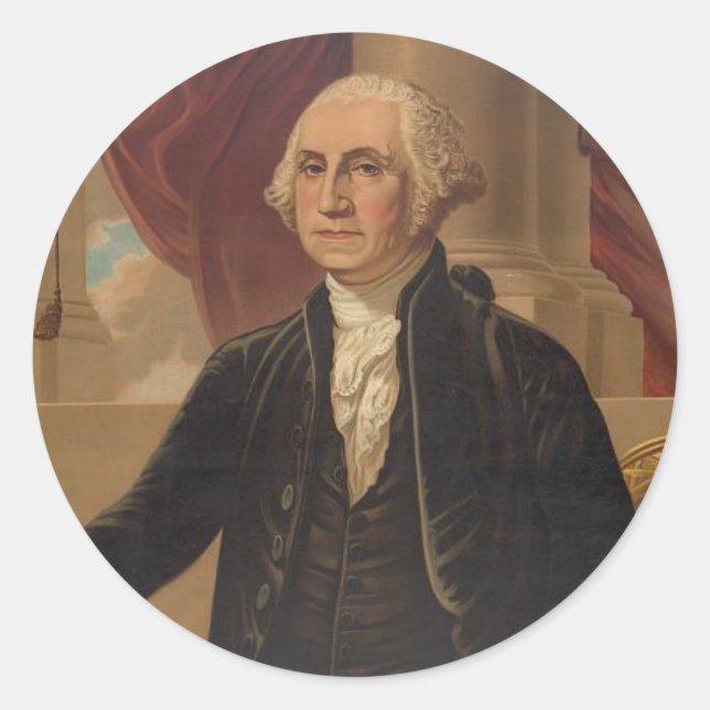 Sticker Rond George Washington Portrait (Devant)
