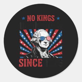 Sticker Rond George Washington Protest Sign Democracy No Kings 