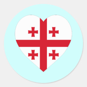 Sticker Rond Georgia Flag Heart