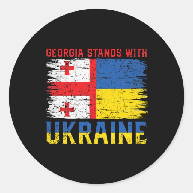 Sticker Rond Georgian-ukrainian Flag Flag - Friendly Countries  (Devant)