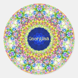 Sticker Rond GEORGINA ~ Motif floral doux ~ Personnalisé