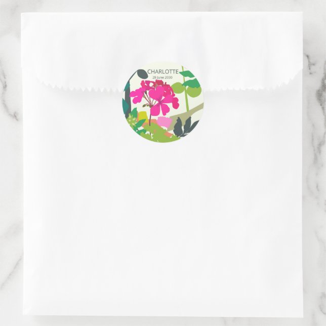 Sticker Rond Geraniums fleuris Garden Party (Sac)