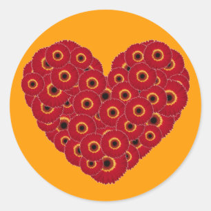 Sticker Rond Gerber Daisy Heart