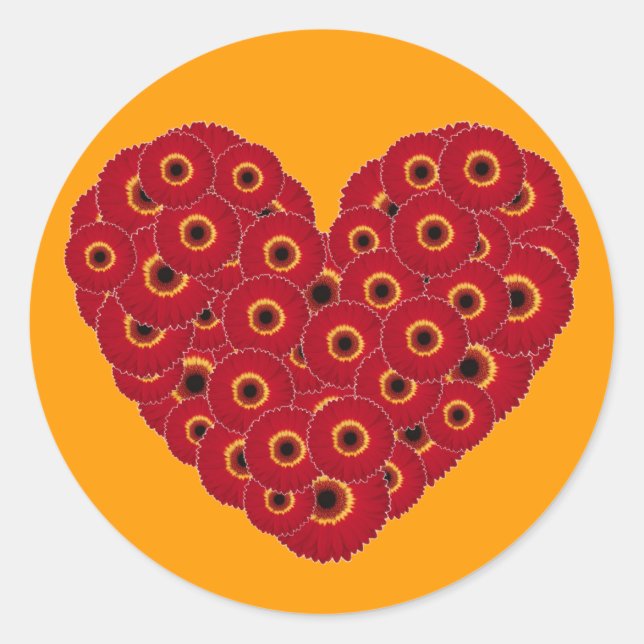 Sticker Rond Gerber Daisy Heart (Devant)