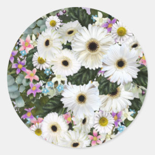 Sticker Rond Gerbera Daisies Mariage de swag