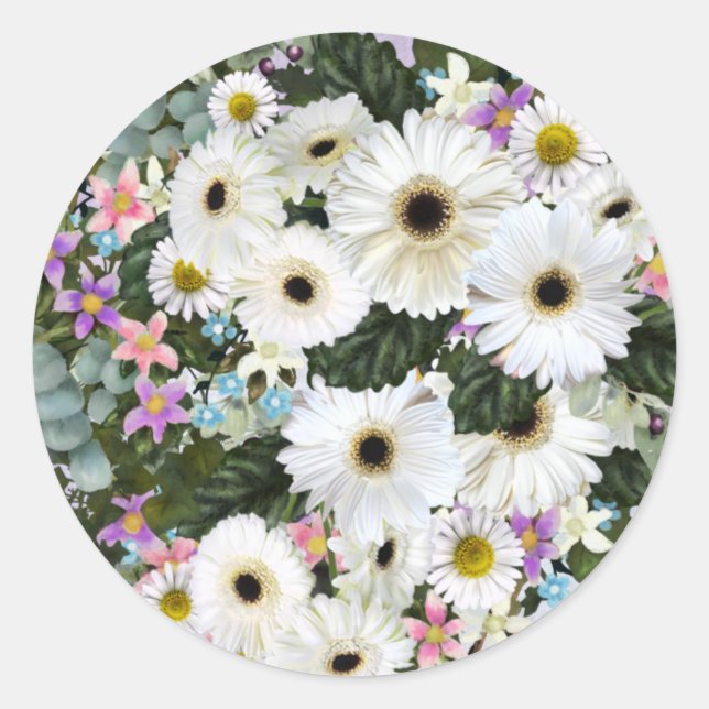Sticker Rond Gerbera Daisies Mariage de swag (Devant)