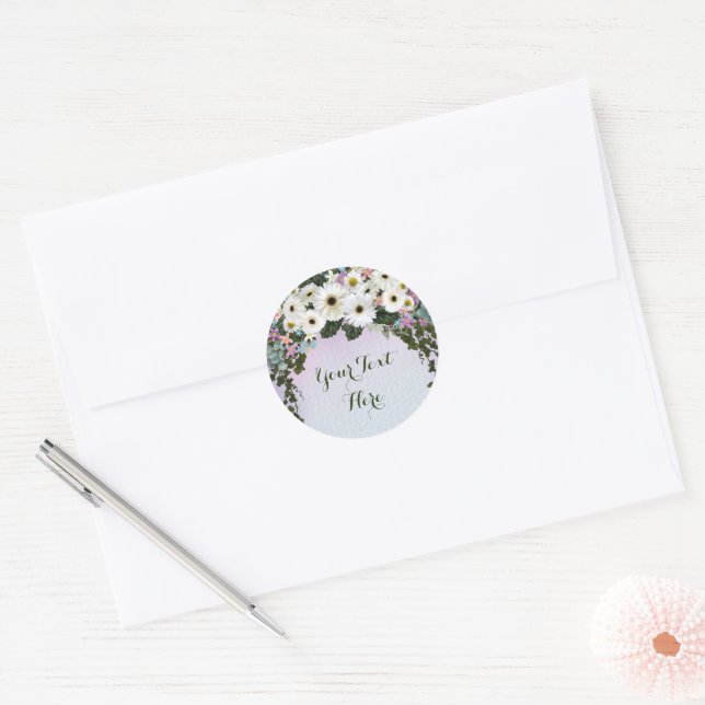 Sticker Rond Gerbera Daisies Swag (Enveloppe)
