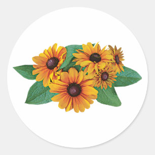 Sticker Rond Gerbera jaune doré