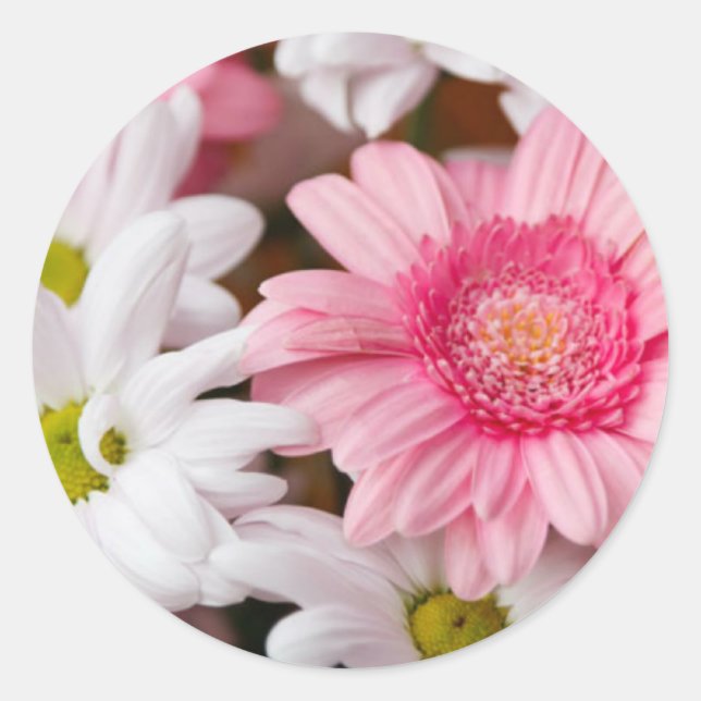 Sticker Rond Gerberas Et Chrysanthèmes (Devant)