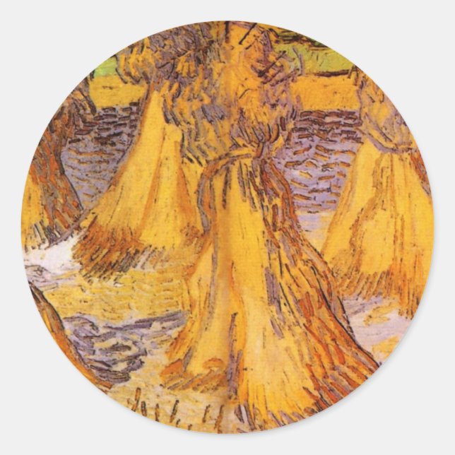 Sticker Rond Gérbes de blé par Vincent van Gogh (Devant)