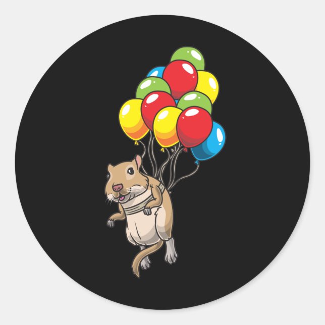 Sticker Rond Gerbil mongol avec des ballons (Devant)