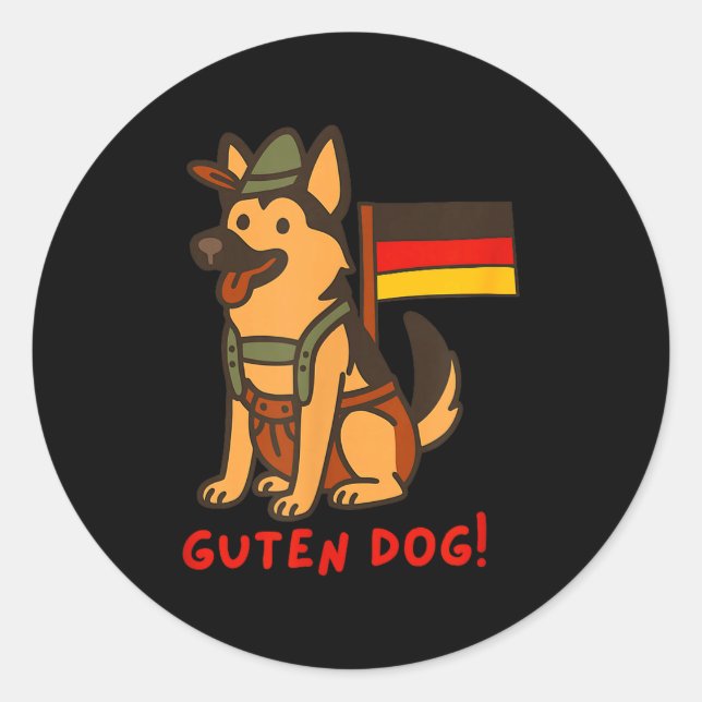 Sticker Rond German Shepherd Funny Beer Festival Guten Dog  (Devant)