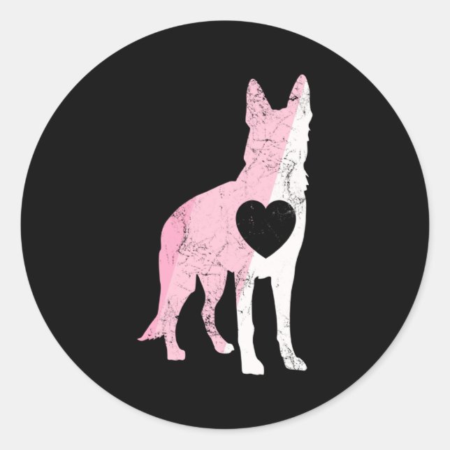Sticker Rond German Shepherd Valentines Day Cud Love Dog  (Devant)