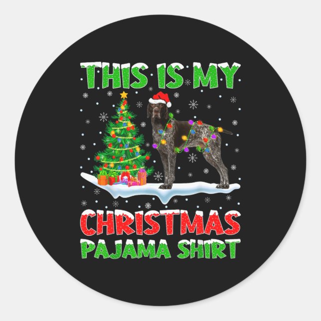 Sticker Rond German Shorthaired Inter Dog This Is My Christmas  (Devant)
