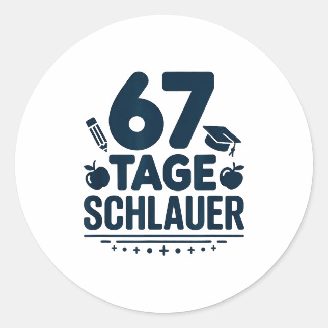 Sticker Rond German Teacher 67 Days Smarter Cute Extra Credit  (Devant)