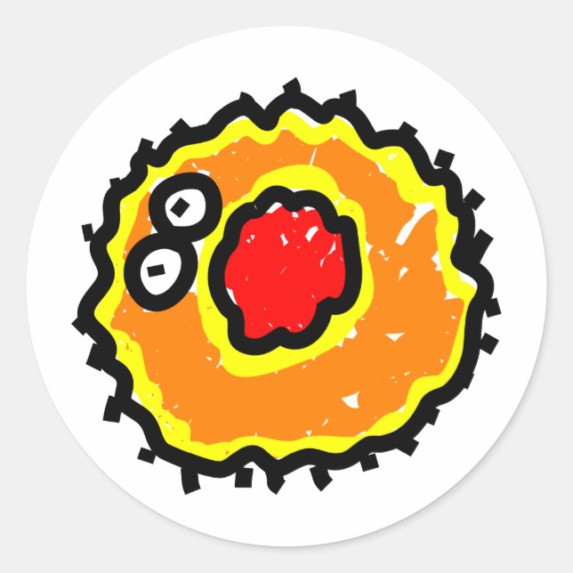 Sticker Rond Germe de dessin à bouche rouge (Devant)