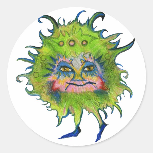 Sticker Rond Germe vert coloré (Devant)