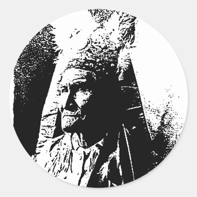 Sticker Rond Geronimo noir et blanc (Devant)