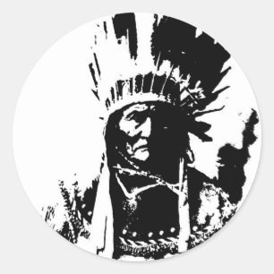Sticker Rond Geronimo noir et blanc