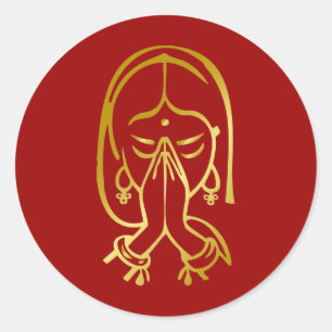 Sticker Rond Gesture de bienvenue indienne - Namste