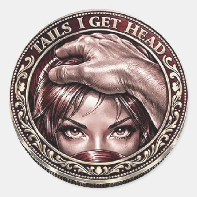 Sticker Rond Get Head Commemorative Coin Funny Heads (Devant)