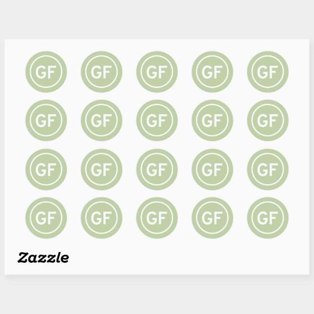 Sticker Rond GF pour logo végan de marque d'aliments sans glute (Feuille)