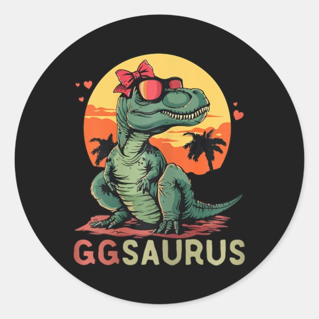 Sticker Rond Ggsaurus Dino Dinosaur Gg-saurus T-rex Funny Trex (Devant)