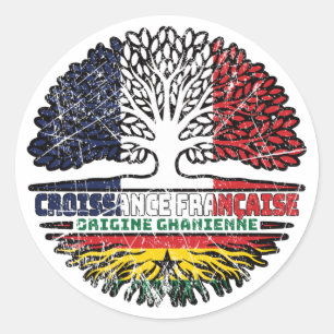 Sticker Rond Ghana drapeau ghanéen français des racines d'arbre