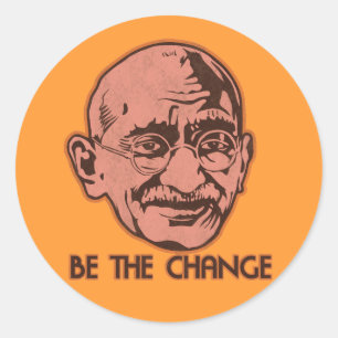 Sticker Rond Ghandi Soit Le Changement
