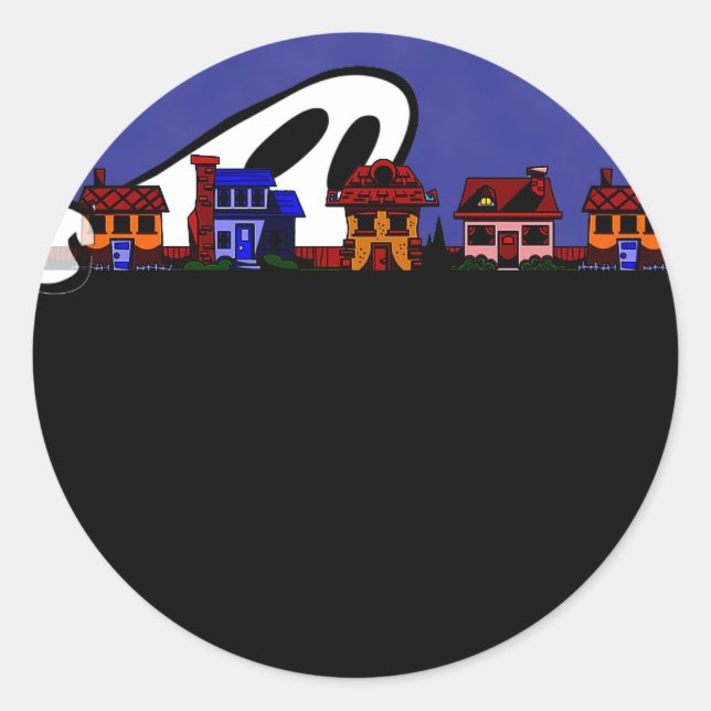 Sticker Rond Ghost Avenue Halloween (Devant)