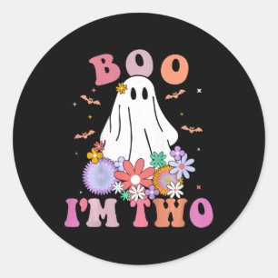 Sticker Rond Ghost Boo Je suis deux ans 2e anniversaire Enfants