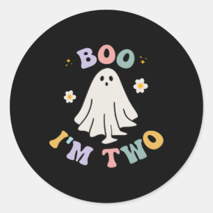Sticker Rond Ghost Boo Je suis deux ans 2e anniversaire Enfants